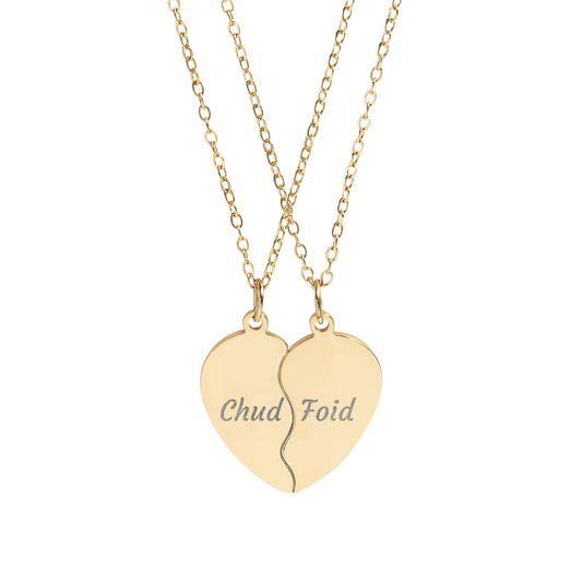 Chud & Foid Engraved Split Heart Pendant Necklaces